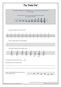 The Treble Clef Worksheet for 2nd - 12th Grade | Lesson Planet