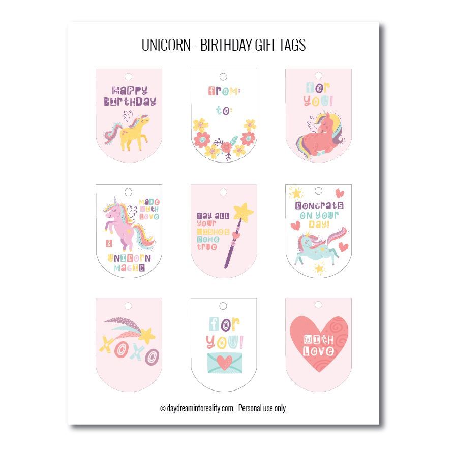 free unicorn printable labels
