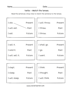 free verb tense worksheet