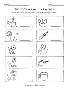 free vowel worksheet for kindergarten