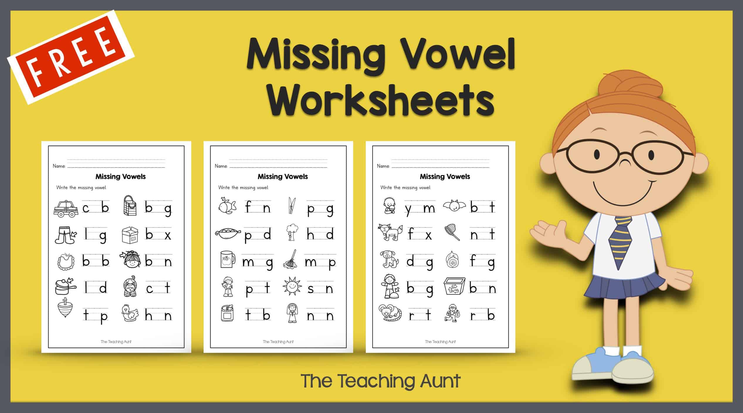 Missing Vowel Worksheets for Kindergarten - The Teaching Aunt