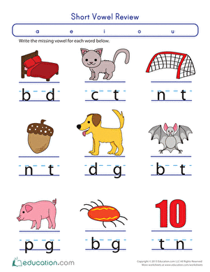 free vowel worksheet