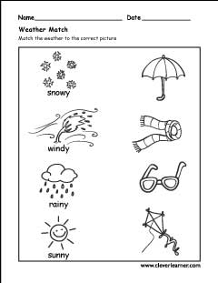 free weather worksheet for kindergarten