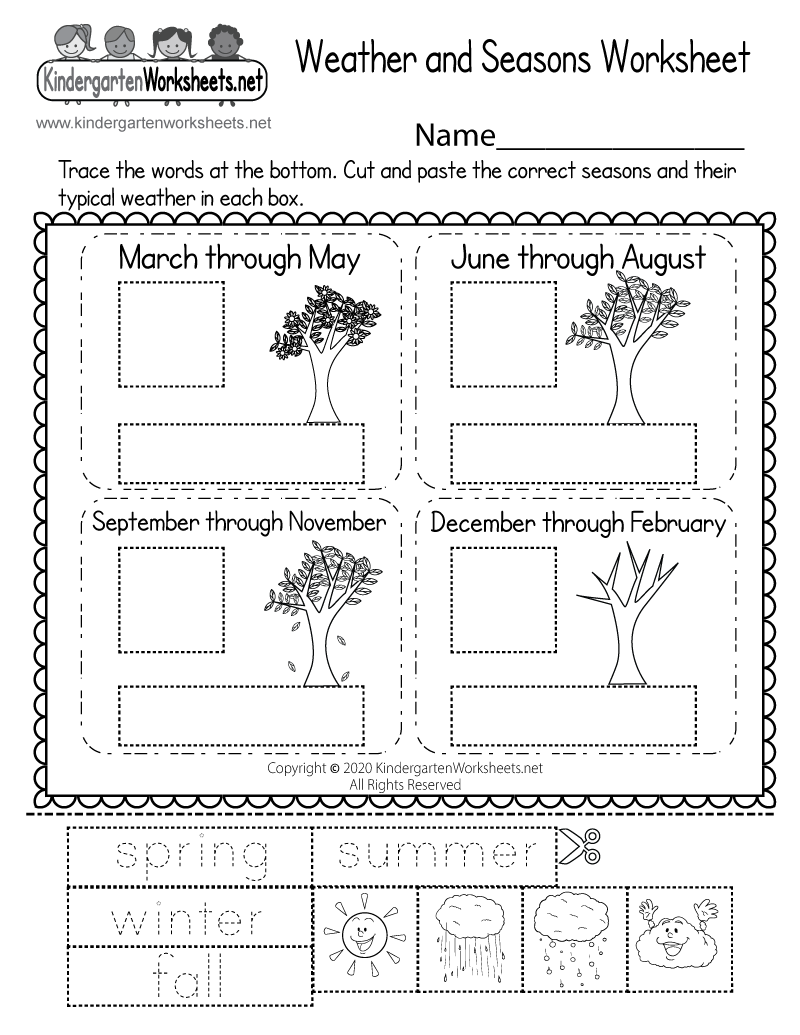 free weather worksheet for kindergarten