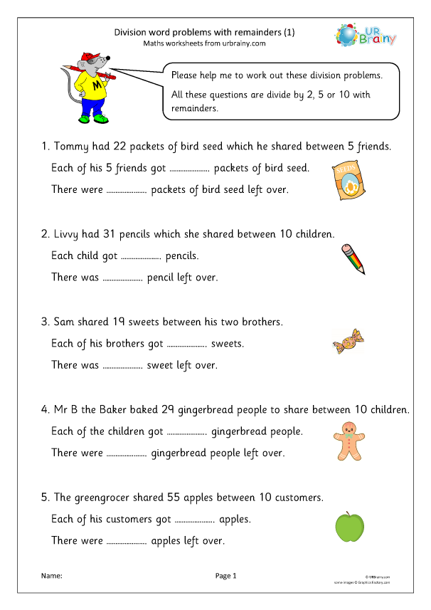 free word problems worksheet