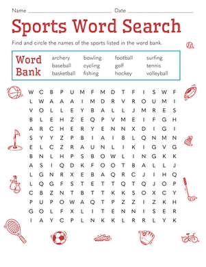 free word search worksheet
