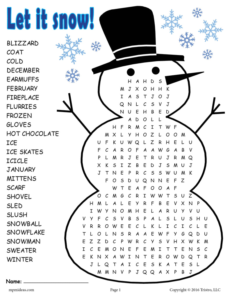 Printable Winter Word Search!