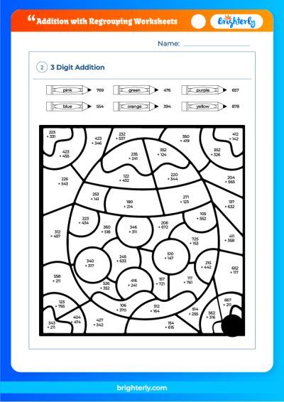 free worksheet addition with regrouping