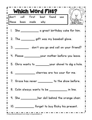 free worksheet for 2nd graders