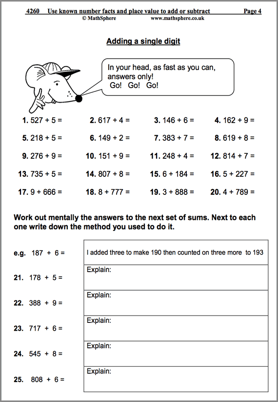 MathSphere Free Sample Maths Worksheets