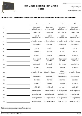 free worksheet for 8th graders