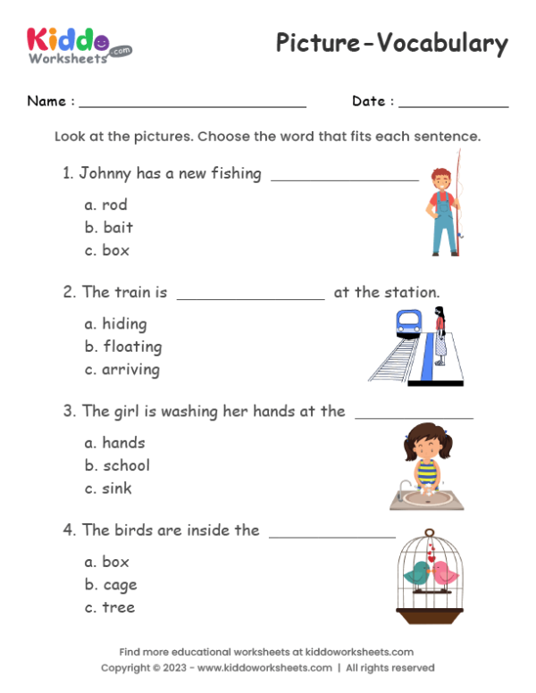 Free Printable ESL Picture Vocabulary Worksheet - kiddoworksheets
