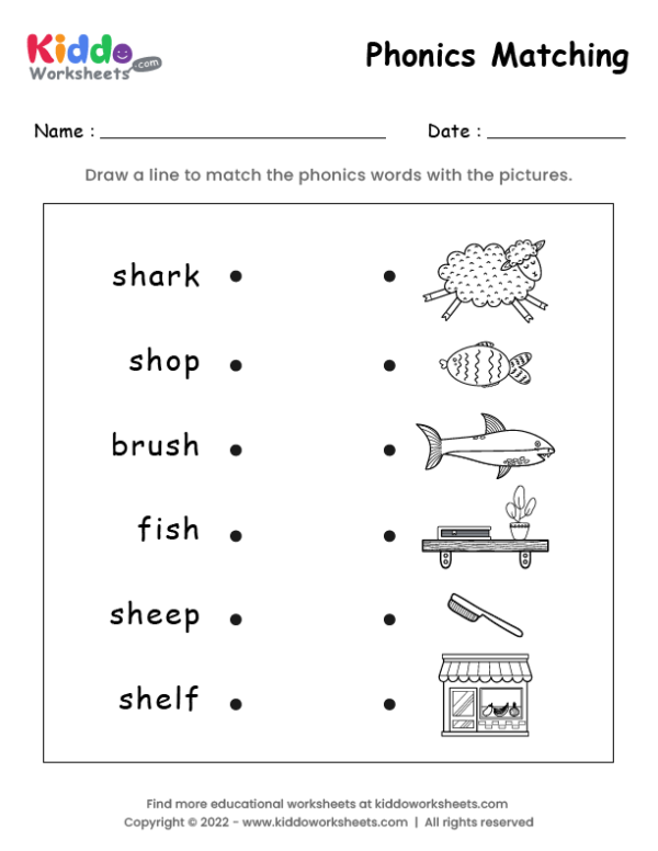 Free Printable Phonics Matching Worksheet - kiddoworksheets