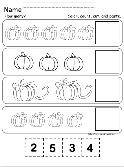 free worksheet for preschool pumpkin