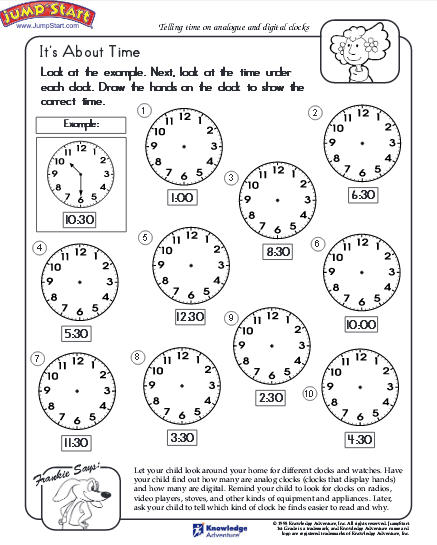 free worksheet for telling time