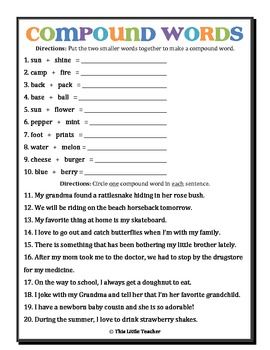 free worksheet on compound words
