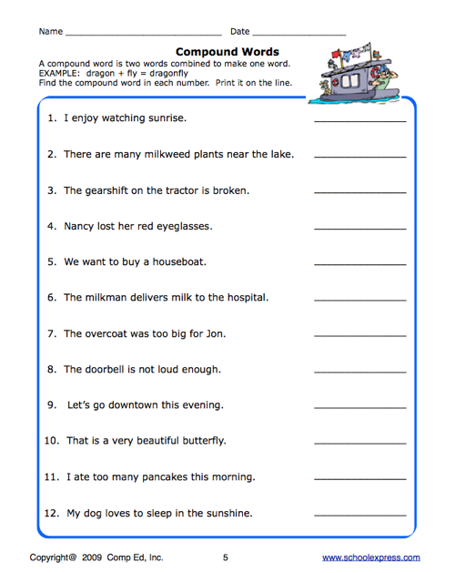 free worksheet on compound words