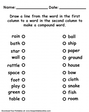 Compound Word Kids Worksheet - Free Printable Online