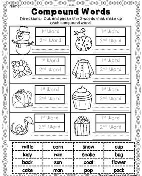 Compound Word Worksheets - No Prep Grammar Activities 1st 2nd ...