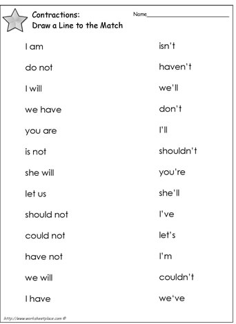 Contraction Activity in Google Apps and PDF Worksheets