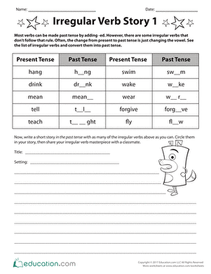 free worksheet on irregular verbs