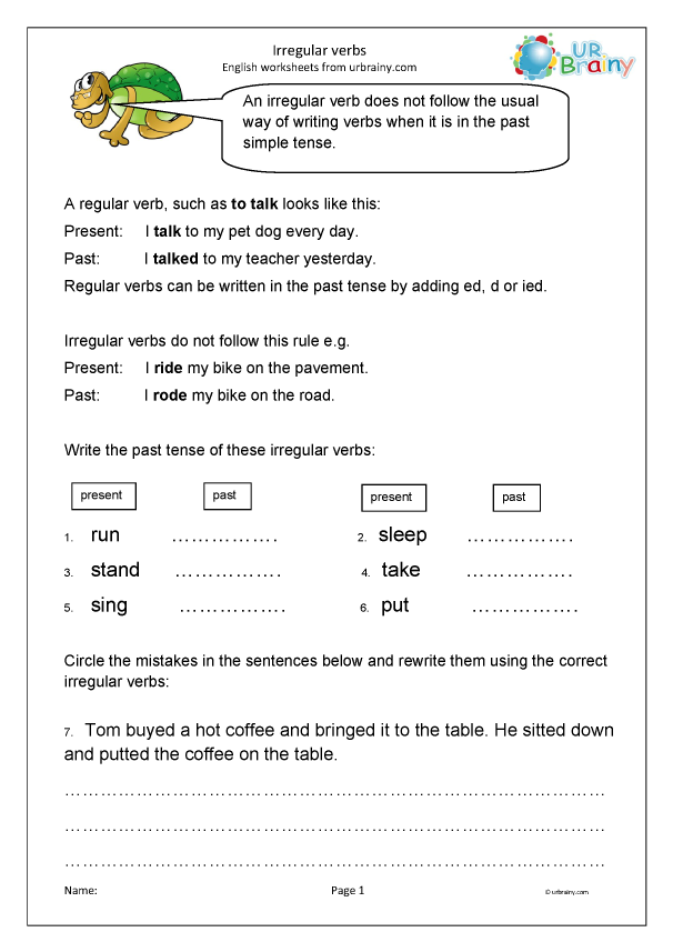 Irregular verbs - Word Classes by URBrainy.com