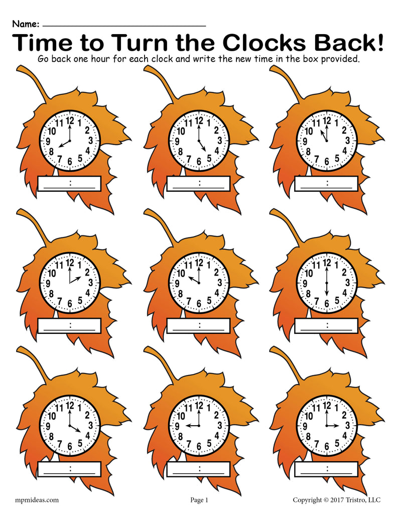 free worksheet telling time
