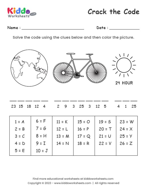 Free Printable Crack the Code Worksheet - kiddoworksheets - Worksheets ...
