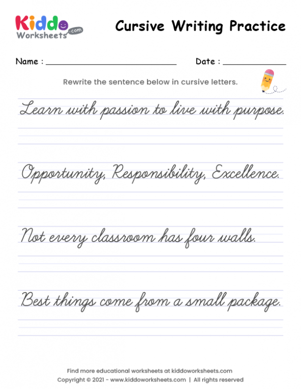 Free Printable Cursive Writing Practice Worksheet - kiddoworksheets