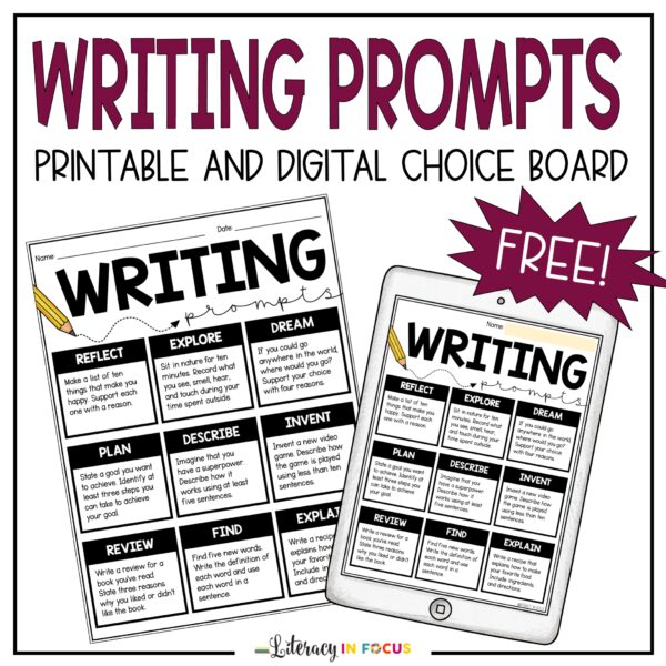 7th Grade Writing Prompts Worksheets