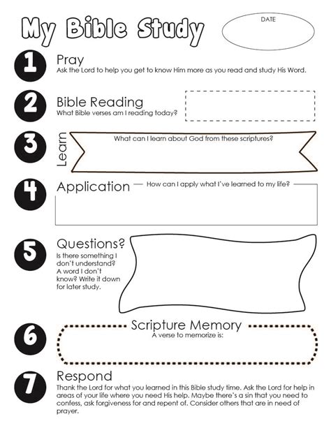 free youth bible study worksheet
