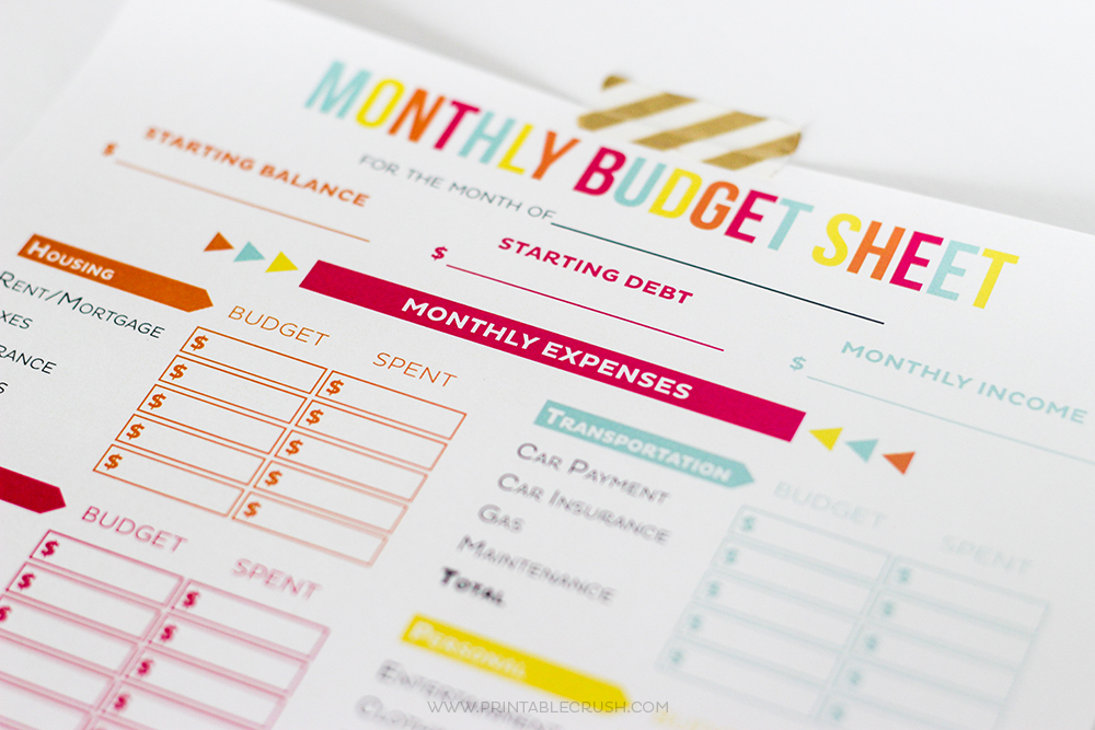 freeeasy printable budget worksheet