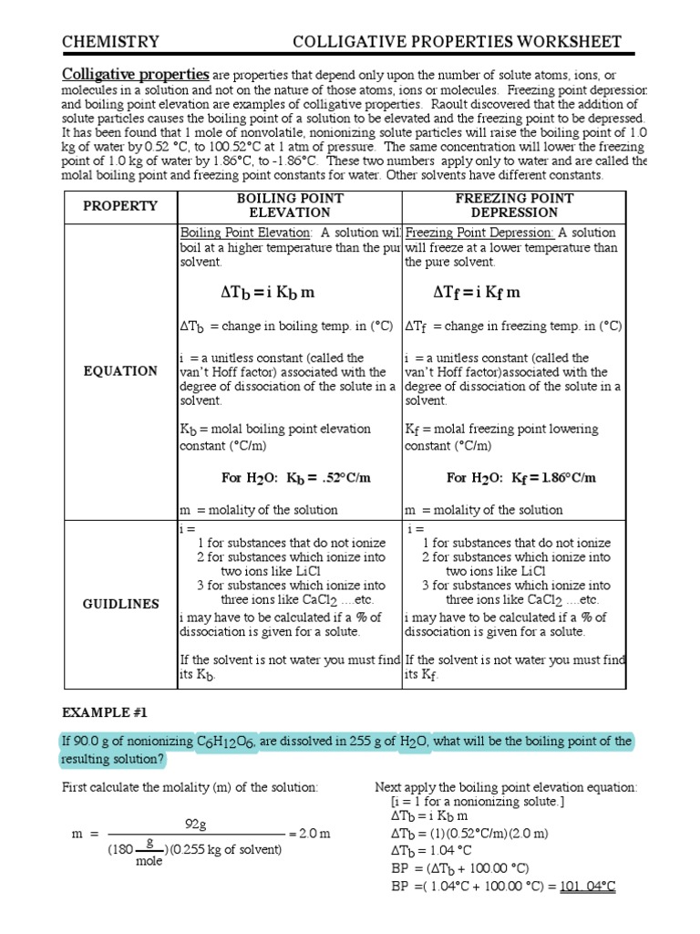 COLIGWS5 | PDF | Solution | Chemistry