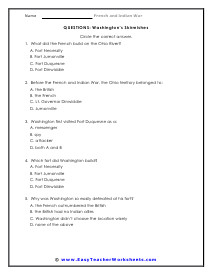 french and indian war worksheet