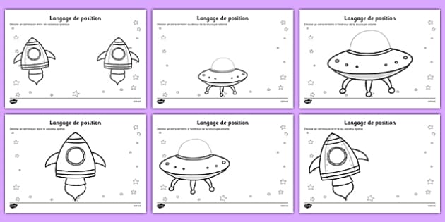 Alien Positional Language Worksheets French (teacher made)