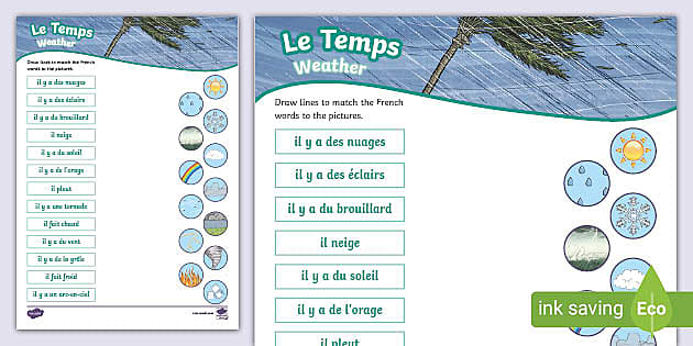 ? French: Weather Matching Activity - Twinkl - KS2