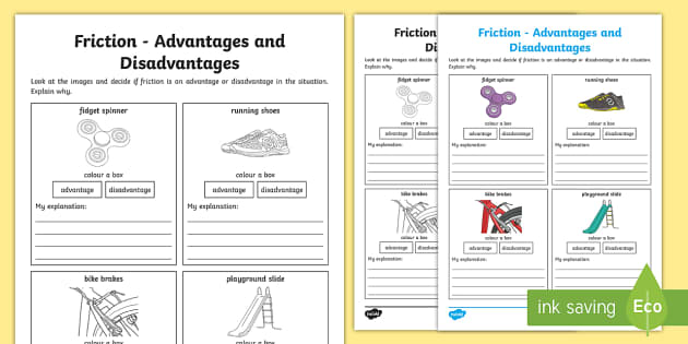 Friction Advantages and Disadvantages Worksheet—AC9S4U03
