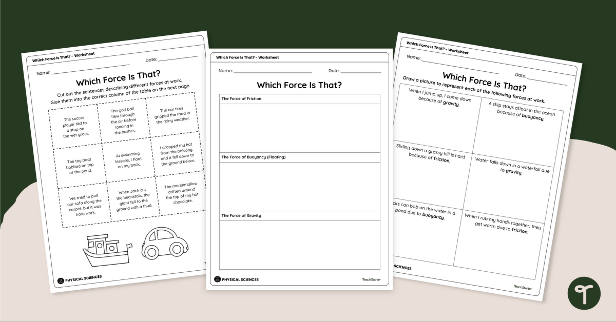 Which Force Is That? Worksheet | Teach Starter