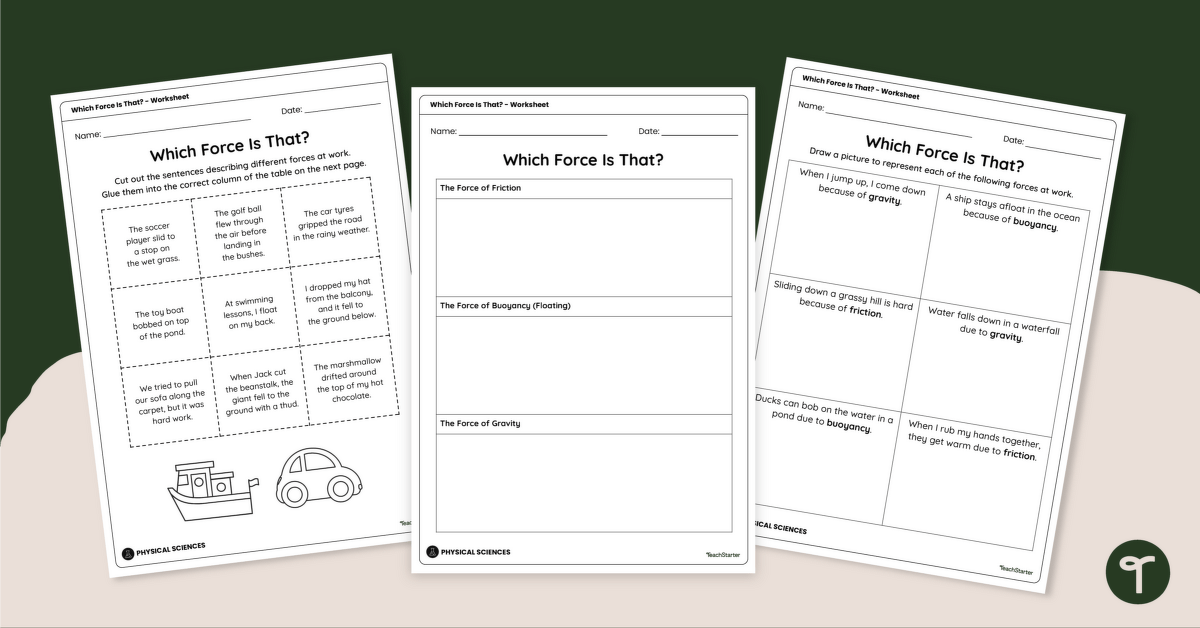 Which Force Is That? Worksheet | Teach Starter