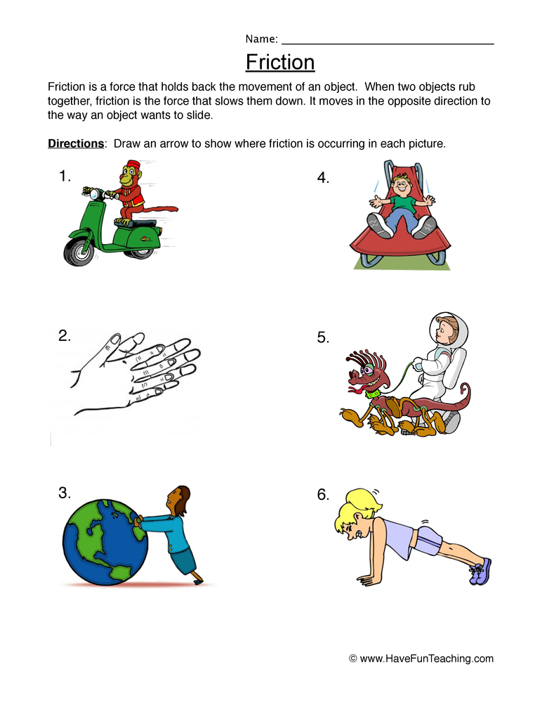 Drawing Friction Worksheet  