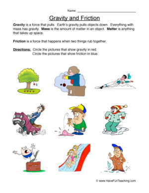 Gravity or Friction Force Worksheet  
