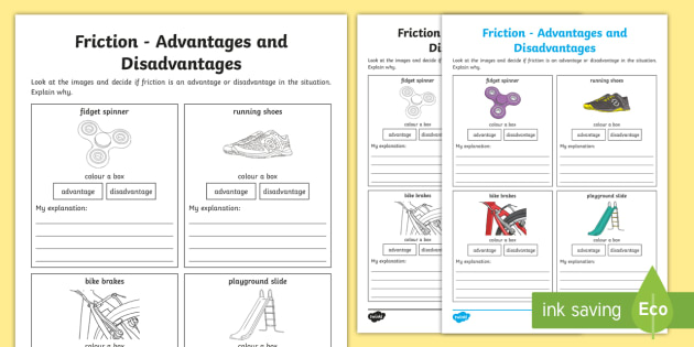 Friction Advantages and Disadvantages Worksheet—AC9S4U03