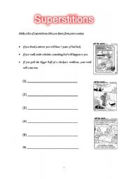 Superstitions for Friday 13th - ESL worksheet by steveo7502
