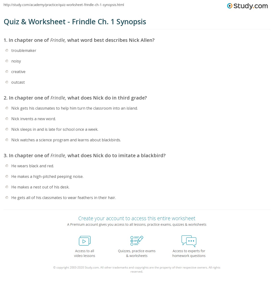 frindle worksheet
