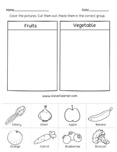 fruit and vegetable worksheet for preschool