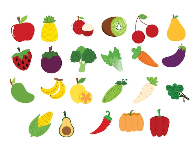 Premium Vector | Fruit And Vegetable Vector set for Printable ... - Worksheets Library premium-vector-fruit-and-vegetable-vector-set-for-printable-worksheets-library