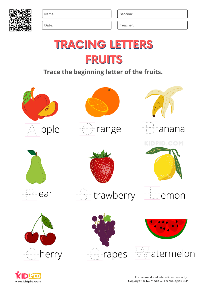 Fruits and Vegetables / FREE Printable Worksheets for Kindergarten ...