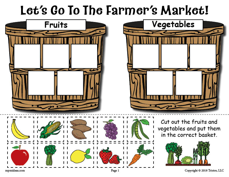 Printable Fruits and Vegetables Sorting Worksheet!