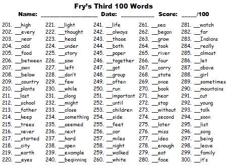 Fry 1000 Instant Words For Teaching Reading: Free Flash Cards and ...