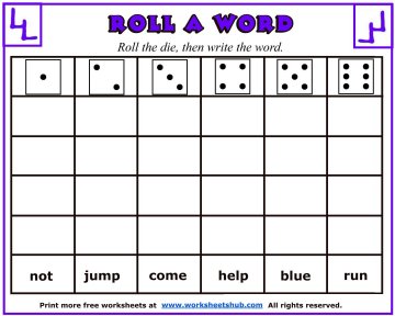 Sight Word Worksheets - Roll A Word